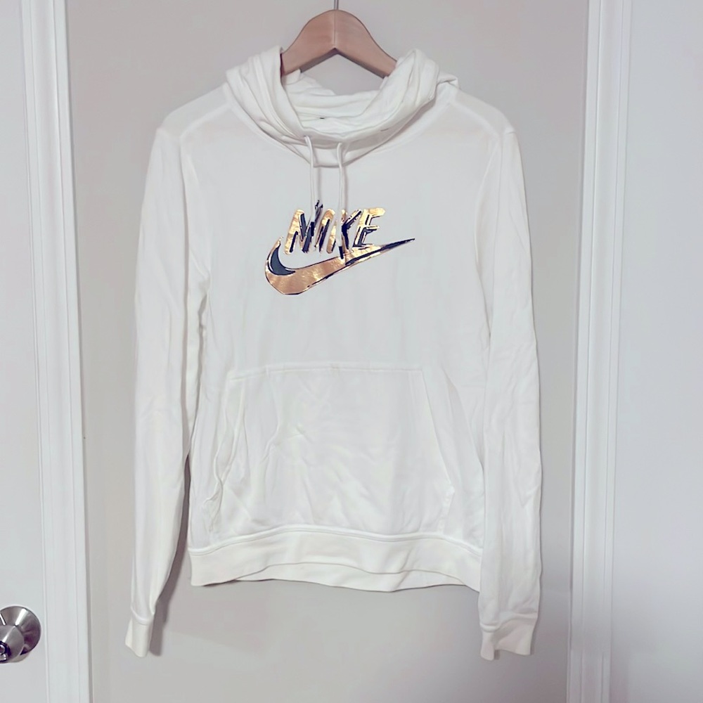 White and Gold Nike hoodie size Medium
